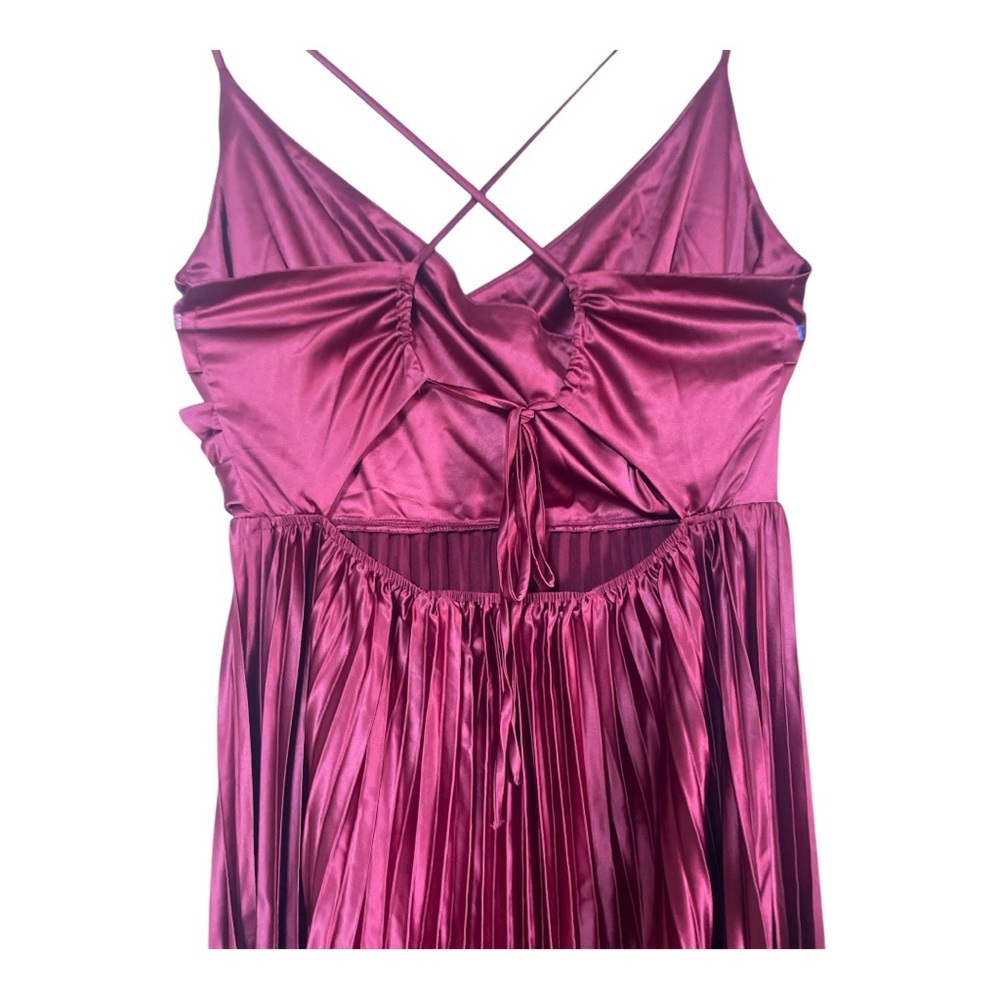 HALARA V Neck Backless Crisscross Lace Up Pleated Midi Party Dress - Picture 5 of 6